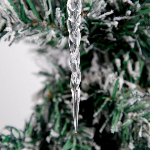 Transparent Plastic Spiral Icicle Christmas Tree Ornaments With Silver String Festive Party Hanging Decor For Holiday Home