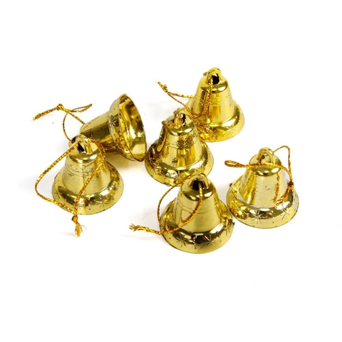 Set di Campanelli Natalizi in Plastica Oro con Motivo a Stelle Decorazione Appesa per Albero di Natale Festa Casa Fai-da-Te