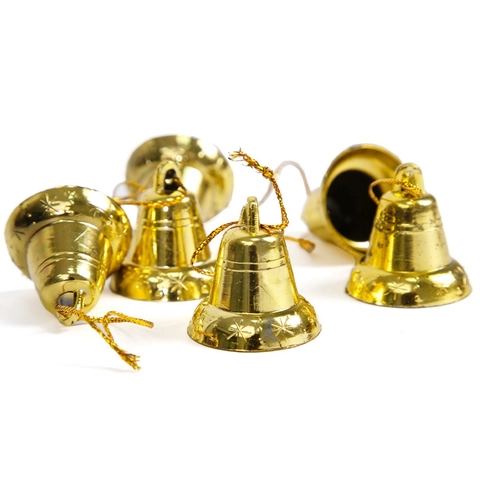 Set di Campanelli Natalizi in Plastica Oro con Motivo a Stelle Decorazione Appesa per Albero di Natale Festa Casa Fai-da-Te