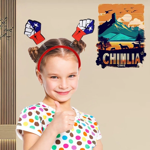 Cerchietto a Molla Bopper Pugno Bandiera Cilena per Celebrazione Nazionale Giorno Indipendenza Parata Festa Accessorio Costume Oggetti Scena
