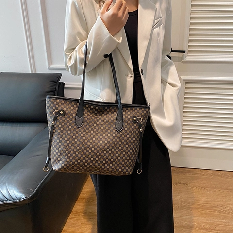 Bolso Tote de Gran Capacidad Con Estampado Geométrico Vintage para Mujer Bolso de Hombro de Moda de Cuero PU Casual Street Style