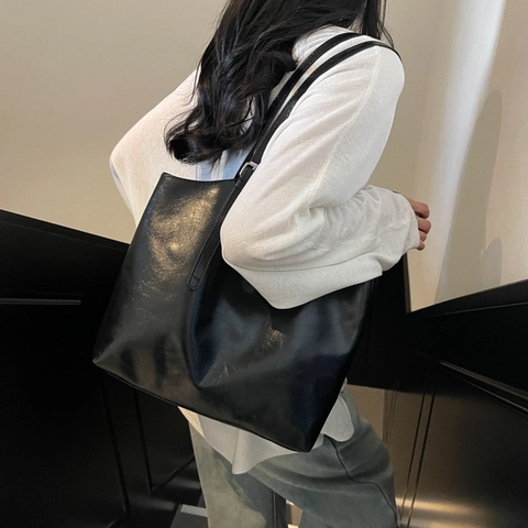 Bolso Tote Vintage Mujer en Cuero PU Retro Gran Capacidad Bolso de Hombro para Viaje Diario Casual Con Cierre Magnético