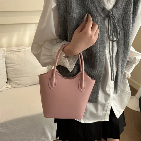 Bolso Bombonera Minimalista de Cuero PU Para Mujer Moda de Color Sólido Bolso de Hombro Con Correa Ajustable Bolso Chic Diario