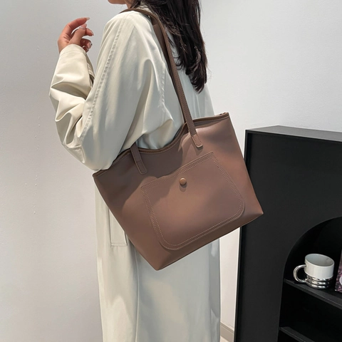 Minimalistisch Große Kapazität PU Leder Tote Tasche Für Damen Retro Casual Schulter Crossbody Tasche Pendler Handtasche
