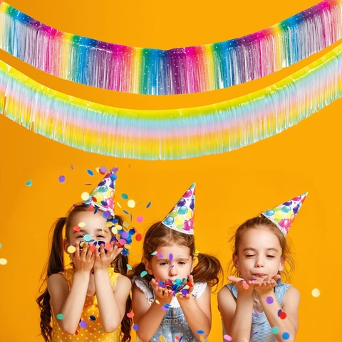 Tenda a Frange in Lamina di Regenbogen Decorazioni per Sfondo Festa di Compleanno Streamer Sfumati Macaron per Celebrazione