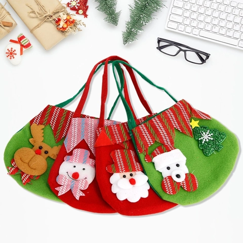 Borsa Regalo in Tessuto Feltro di Babbo Natale Sneeuwpop Alce del Fumetto di Natale Sacchetto della Caramella della Festa della Decorazione del Supporto