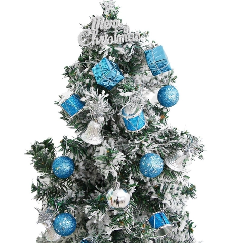 Kit Decorazione Ornamenti Appesi Albero di Natale Schiuma Plastica Oro Blu Rosso Argento Palle Campane Scatole Regalo Miniatura Festa Decor