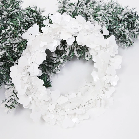 Weiße Weihnachtsgirlande Herzblatt Künstliches Lametta-Rattan Für Haus Hochzeit Party DIY Weihnachtsbaum Hängende Dekoration