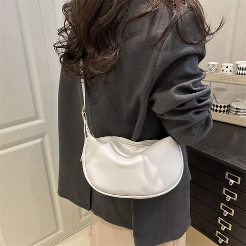 Borsa Hobo Minimalista In Pelle PU Da Donna Moda Grande Capacità A Mezzaluna Tracolla Borsa A Spalla Borsetta Quotidiana
