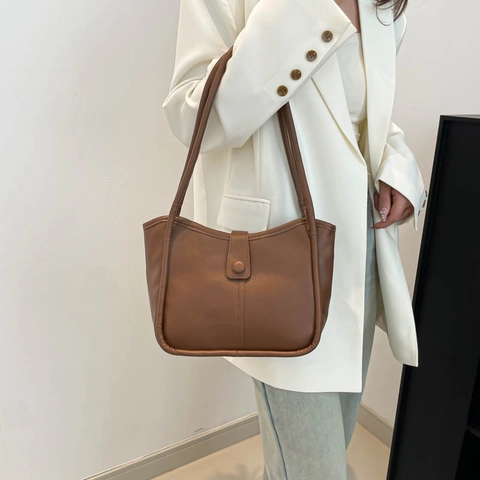 Bolso Tote de Cuero PU de Gran Capacidad para Mujer Bolso de Hombro Minimalista para Viaje Diario Con Diseño de Puntadas Bolso Urbano