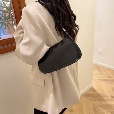 Women Korean Style Patent PU Leather Shoulder Underarm Bag 2025 Fashion Minimalist Solid Color Small Square Handbag
