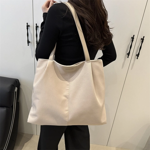 Stylische Tragetasche Mit Großer Kapazität Für Damen Lässig Segeltuch Kunstleder Minimalistische Umhängetasche Für Den Alltag Schwarz Khaki