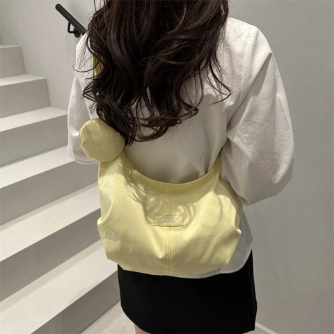 Women Casual Canvas Corduroy Crescent Shoulder Bag Fashion Solid Color Hobo Crossbody Bag With Round Coin Purse Accessory