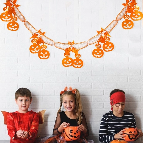Halloween Honeycomb Garland PET Spider Bat Pumpkin Ghost Skull Hanging Banner Spooky Party Decoration Festive Home Props