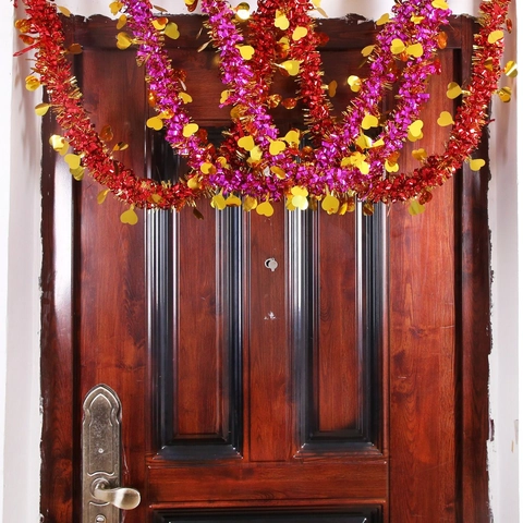 Ghirlanda di Tinsel a Cuore Metallica Decorazione per Feste Matrimonio San Valentino Ornamento Scintillante per Interni Casa Layout Festivo