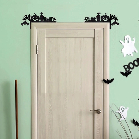 Halloween Houten Deurhoek Decoratie Spookachtige Silhouet mummie Skelet Heks Pompoen Spin Deurkozijn Feestdecoratie