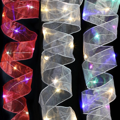 Luci Natalizie a LED a Nastro in Rete a Doppio Strato Luci Scintillanti per Decorazione Albero di Natale Festa