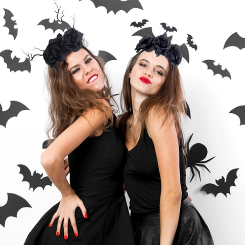 Cerchietto di Halloween in Plastica Rosa Nera Pipistrello Rami Secchi Gotico per Festa in Maschera Cosplay Donna Accessori per Costumi