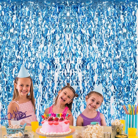 Tenda a Frange in Foglio Metallico Lucido Sfondo a Onde in Tinsel per Decorazione di Feste Compleanno Matrimonio Parete