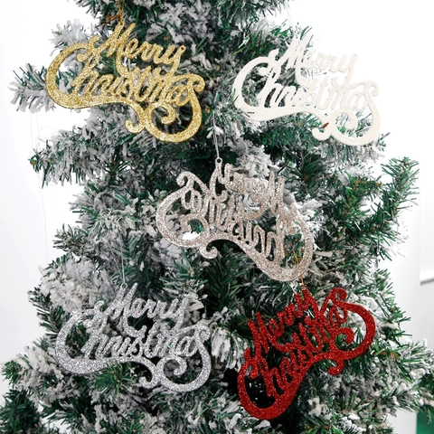 Merry Christmas Buchstaben Hängeschild Glitzer Puder Schriftzug Ornament Für Weihnachtsbaum Dekoration Festliche Party Deko