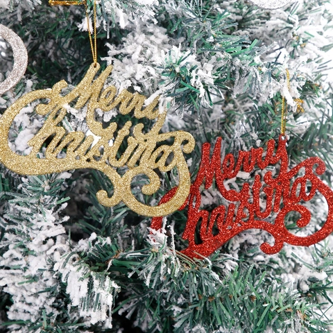 Merry Christmas Buchstaben Hängeschild Glitzer Puder Schriftzug Ornament Für Weihnachtsbaum Dekoration Festliche Party Deko