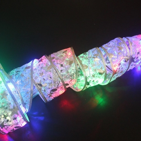 LED Weihnachtsband Lichterkette 4m Doppellagiges Netz Heißprägen Sterne Musiknoten Für Baum Party Heimdekoration