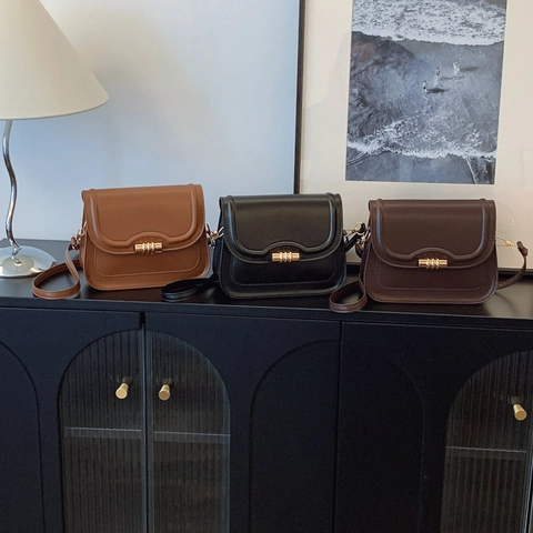 Bolso de Hombro de Cuero PU Minimalista para Mujer Bolso Retro de Gran Capacidad Con Cierre de Metal Elegante Diario