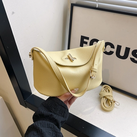 Borsa a Tracolla da Donna in Pelle PU Vintage con Motivo Litchi Borsa a Mano Retro con Chiusura a Girello Elegante Borsa a Spalla Quadrata