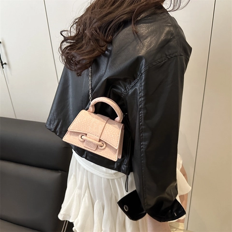 Mini Borsa a Tracolla da Donna in Pelle PU Goffrata a Forma di Clessidra Cinturino a Catena Casual Moda Piccola Borsa Quadrata