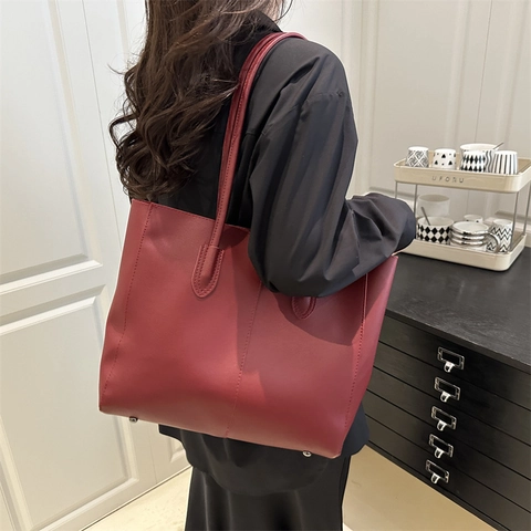 Women Large Capacity Synthetic Leather Tote Bag Minimalist Underarm Shoulder Bag Fashion Casual Daily Commute Handbag