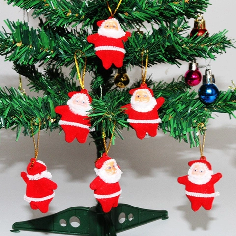 Mini Ornamenti da Appendere a Babbo Natale Floccati Glitter Decorazioni Colorate per Alberi di Natale Accessori per Ciondoli Natalizi