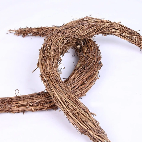 Ghirlanda Natalizia a Forma di Luna in Legno Naturale Intrecciato a Mano Base in Vite DIY per Decorazione Festa