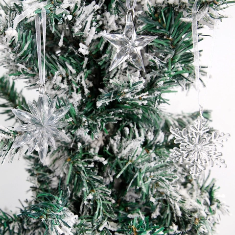 Chiaro Cristallo Fiocco Di Neve Stella Albero Di Natale Decorazioni Sospese Acrilico Sfaccettato Pendenti Per Festa Decorazione