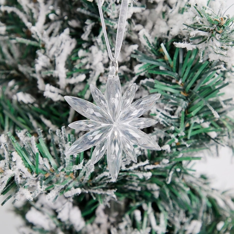 Décorations D'Arbre De Noël En Plastique Transparent Étoile Et Flocon De Neve Ornements Suspendus Pour Décoration De Maison