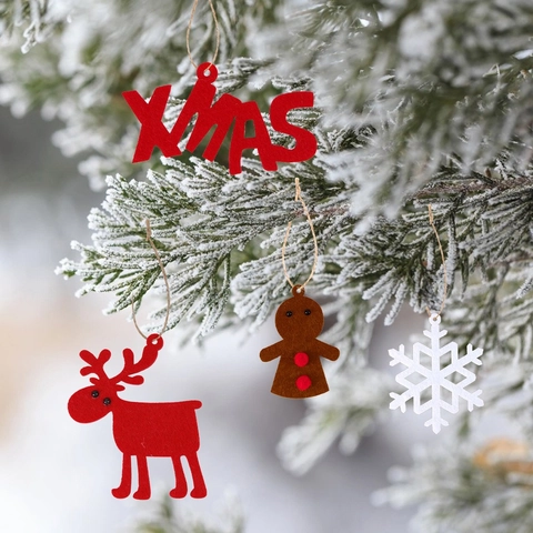 Adornos Colgantes de Fieltro de Navidad Reno Muñeco de Nieve Letras XMAS Decoración de Árbol de Navidad Fiesta Hogar