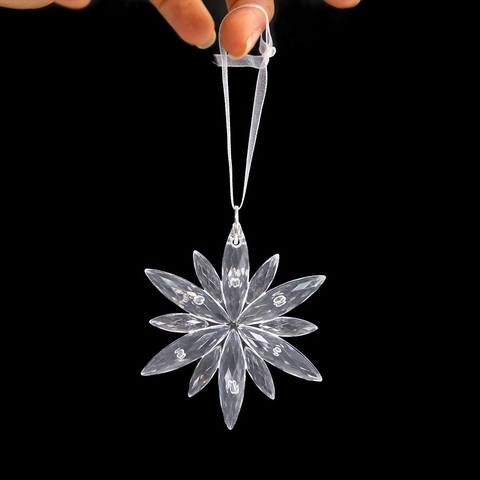 Décorations D'Arbre De Noël En Plastique Transparent Étoile Et Flocon De Neve Ornements Suspendus Pour Décoration De Maison