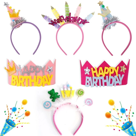 Cerchietto per Festa di Compleanno per Bambini Cappello a Corona in Feltro Con Lettere Happy Birthday Decorazioni per Ragazzi Ragazze