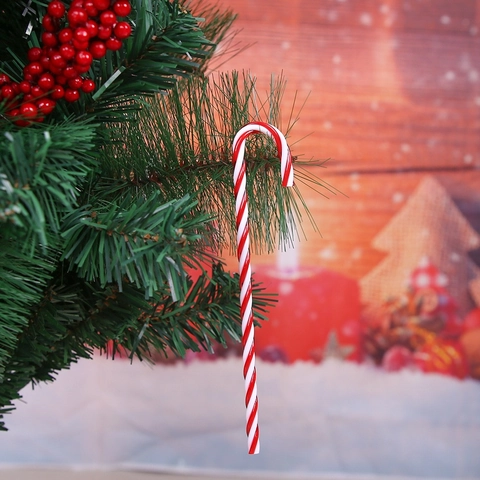 Christmas Candy Cane Pendants Red White Striped Plastic Christmas Tree Hanging Decoration For Party Home Festival Decor