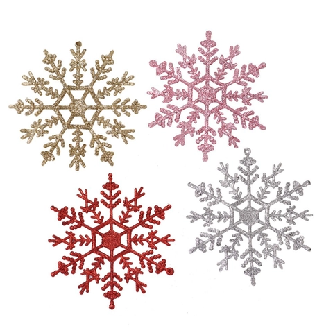 Christmas Tree Snowflake Hanging Ornaments Glitter Plastic Festive Snowflakes For Holiday Party Home Window Decoration