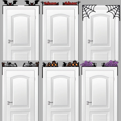 Halloween Door Frame Decoration Corner Sign Silhouette Pumpkin Bat Spider Web Non-woven Fabric Wall Decor For Party Home