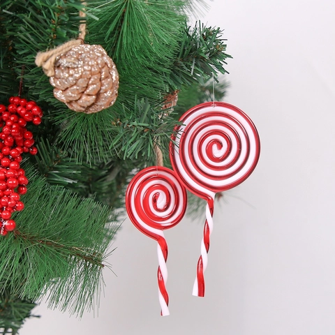 Weihnachten Lollipop Hängende Ornamente Rot Weiß Spirale Süßigkeiten Weihnachtsbaum Dekorationen Kunststoff Festliche Anhänger Für Feiertagsparty Dekor
