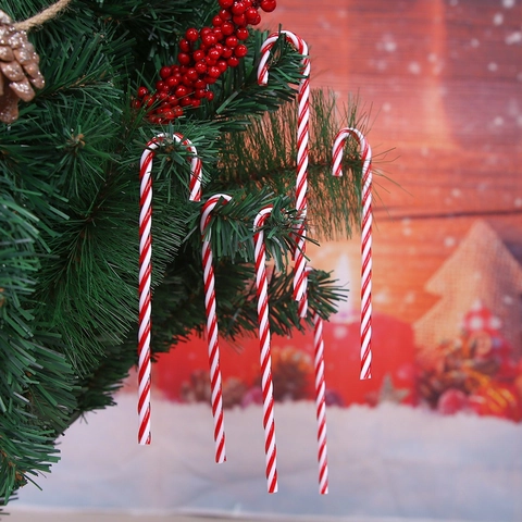 Rot Weiß Gestreifte Weihnachts Zuckerstangen Hängende Ornamente Kunststoff Spiral Dekoration Für Weihnachtsbaum Party Haus