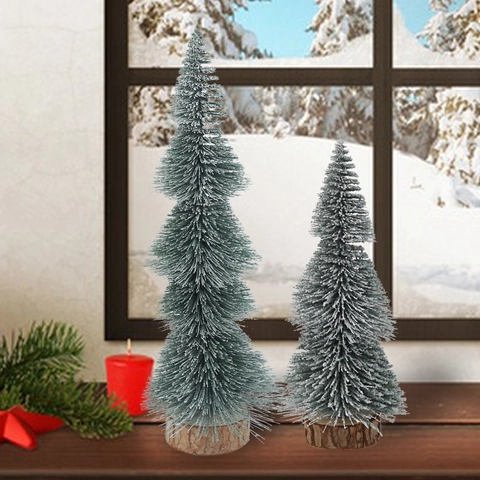 Mini Weihnachtsbaum Mit Kunstschnee Kiefernnadel Desktop Dekoration Zeder Mit Holzsockel Festliche Tischdekoration Für Zuhause Büro