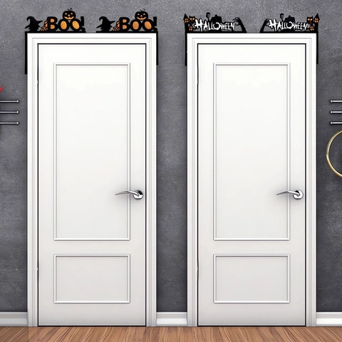 Halloween Door Frame Corner Decor Felt Glitter Paper Pumpkin Bat Spider Web Silhouette Wall Sticker Festive Home Decor Party Prop