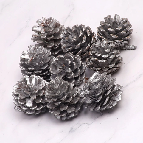 Adornos de Madera Natural de Piña de Navidad Oro Plata Colgantes de Piña para Árbol de Navidad Decoración de Fiesta