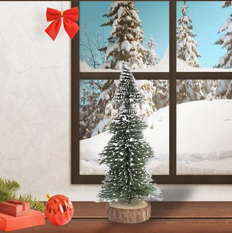Mini Künstlicher Weihnachtsbaum Beschneit Tischdeko Mit Holzsockel Grün Weiß Für Feiertage Zuhause Büro Deko
