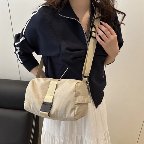 Women Oxford Cloth Crossbody Bag Fashion Gym Bag Casual Solid Color Single Shoulder Strap Toast Bag For Travel Daily
