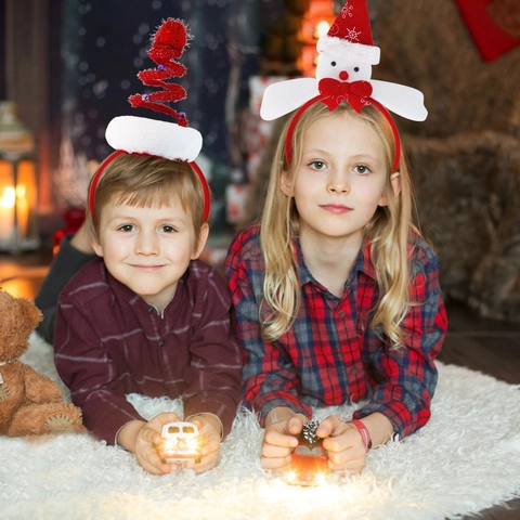 Serre-tête de Noël Adultes Enfants Décoration de Fête Festive Nœud à Paillettes Bonhomme de Neige Étoile Accessoires Photo