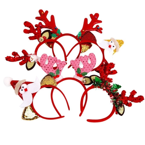 Cerchietto di Natale con Corna di Cervo Paillettes per Bambini Adulti Festa di Natale Orecchie di Renna Accessori Capelli