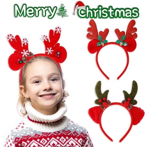 Fascia per Capelli con Corna di Renna di Natale Simpatico Copricapo con Corna di Alce per Bambini Adulti Accessorio per Feste